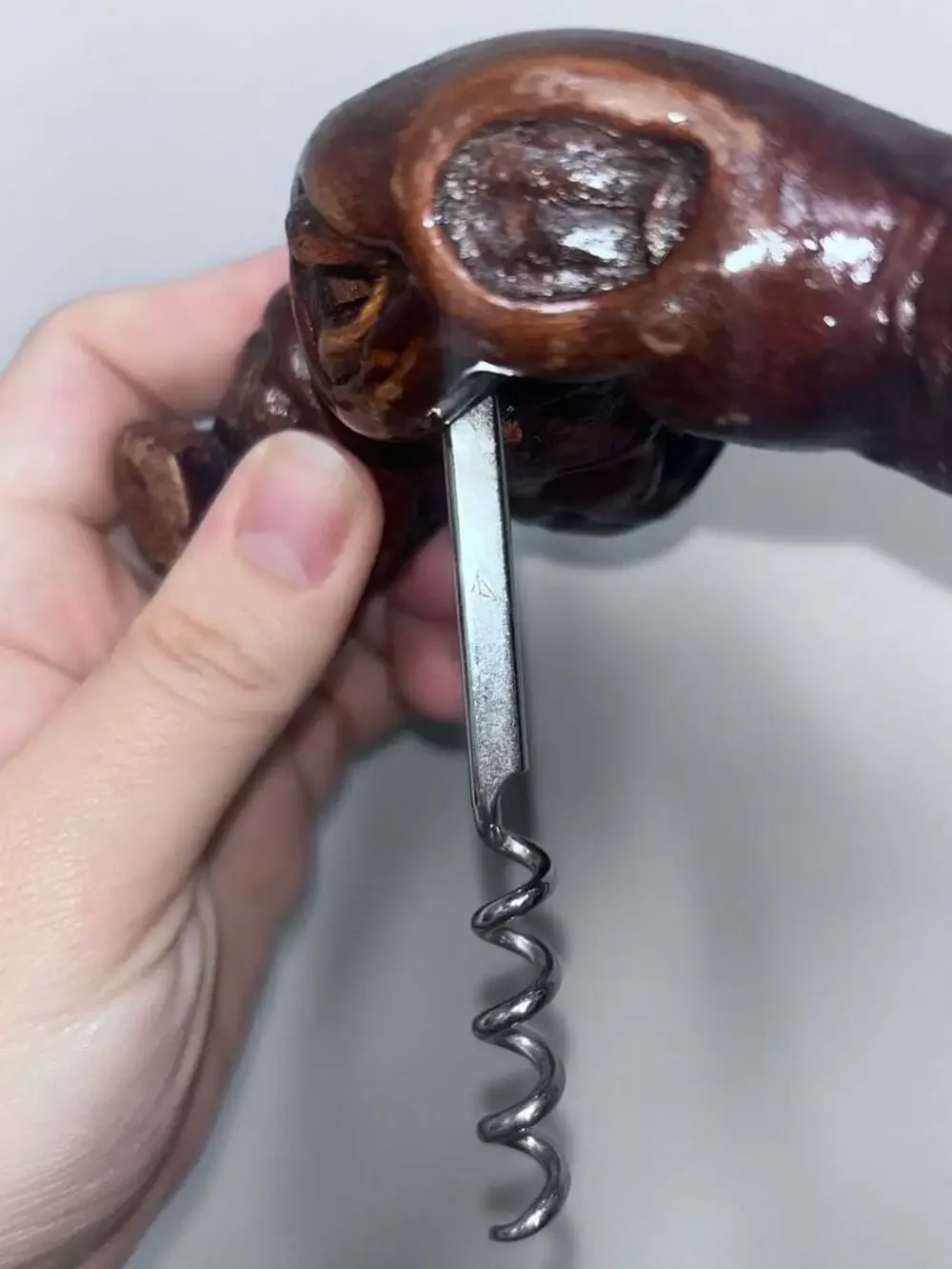 Vintage French Burled Grapevine Wood Corkscrew